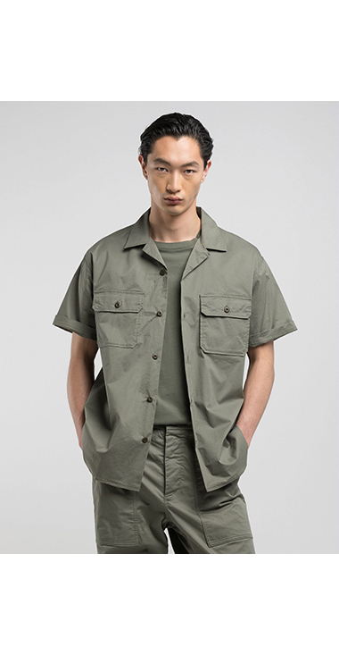 ストレッチコットンツイルボーリングシャツ 詳細画像